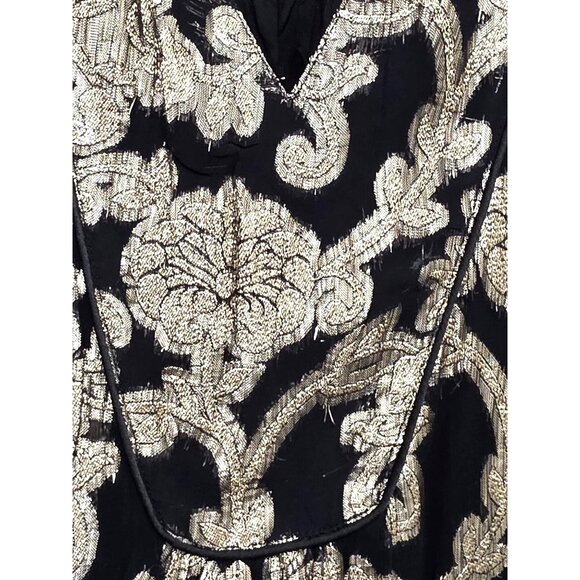 Anthropologie Women's Black & Gold Fairy Grunge Tunic Witchy Embroidered Long-Sl - Picture 8 of 10